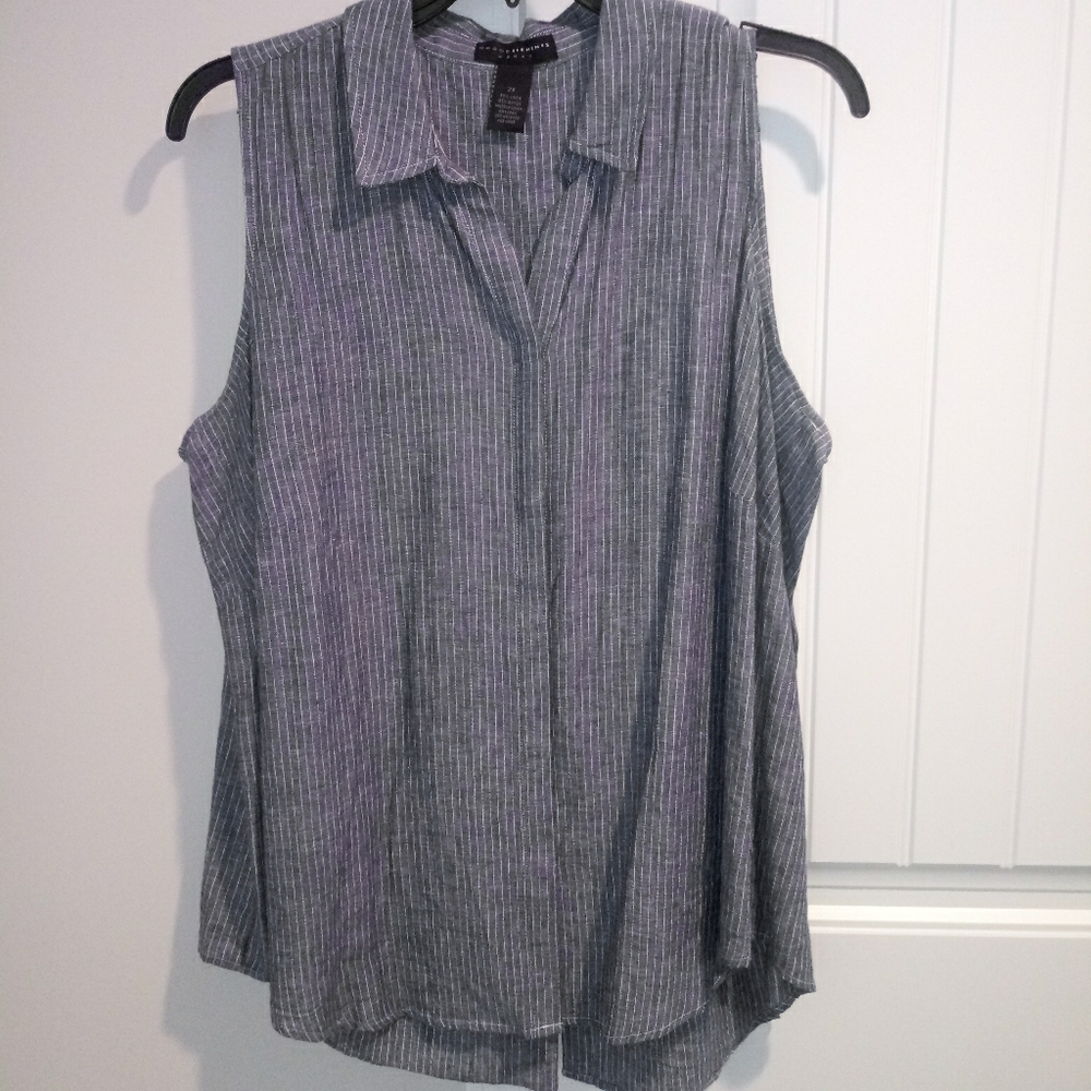 Grace Element sz 2x Button Down 55% linen 👚